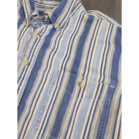 Basic Editions Big Man Mens Short Sleeve Button Down Shirt 2X Blue Stripe Y2K - Picture 2 of 6